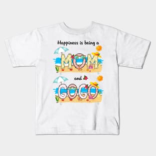 Happiness Is Being A Mom And Gogo Summer Beach Happy Mother's Kids T-Shirt